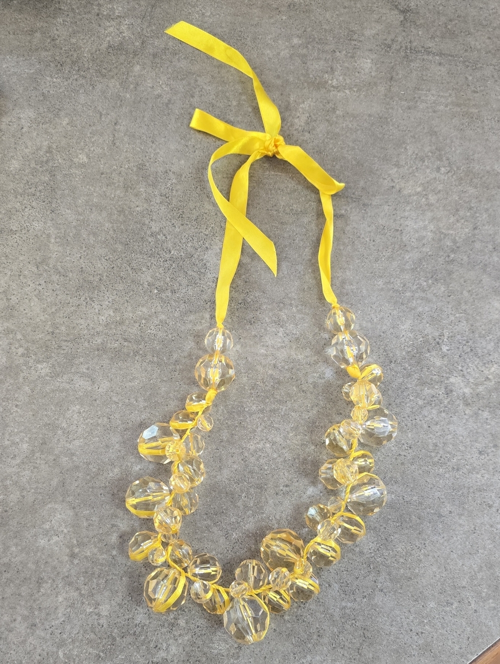 Yellow Beaded Ribbon Necklace - Women's Jewelry